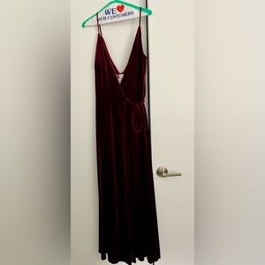 Maroon Velvet Formal Wrap Dress Size 12